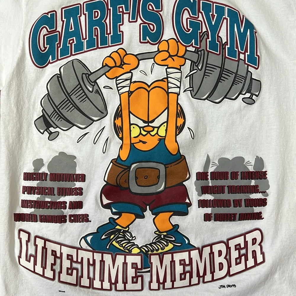 90s Garfield Gym True Vintage Shirt XL - Picture 4 of 10